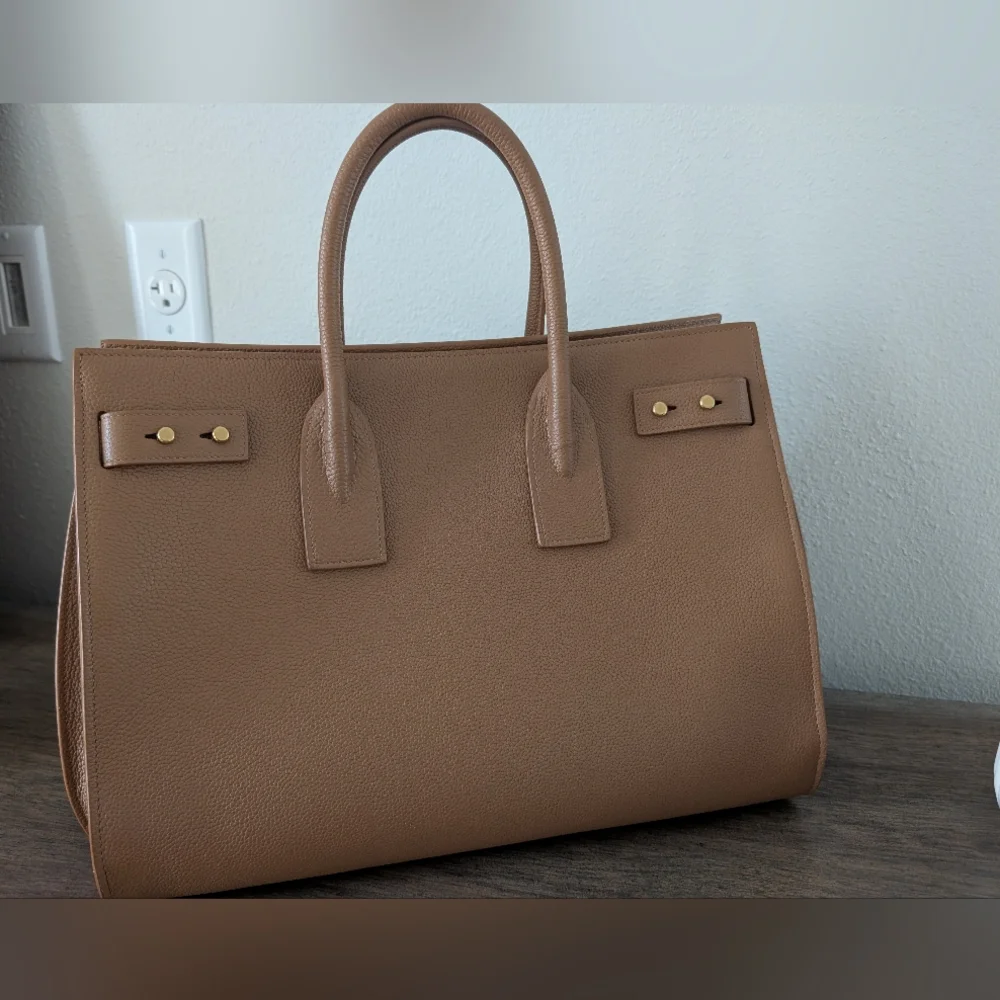 Saint Laurent Medium Sac De Jour Tan Calfskin Leather Tote Bag - Picture 4 of 13